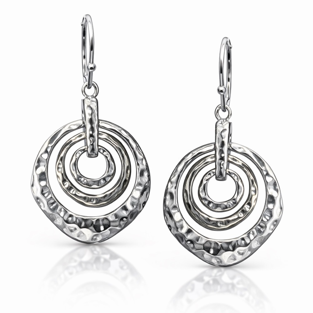 Silver & Gold Handmade Circle Earrings - Picture 1 of 6